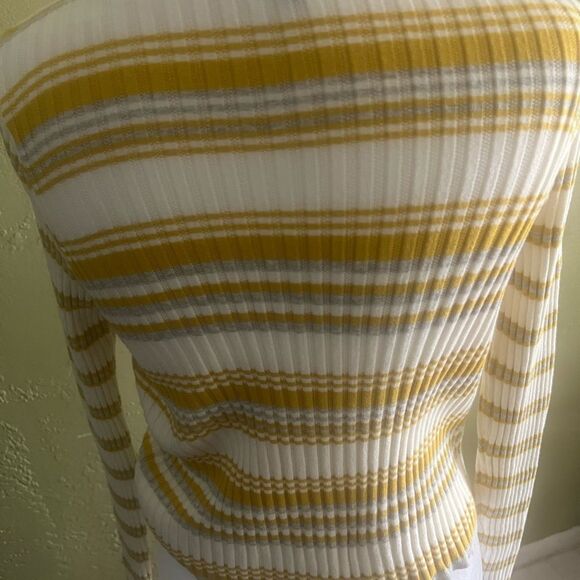 Express Mustard and White Striped Sweater - Picture 3 of 5
